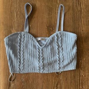 Zara Light Blue Cable Knit Crop Top